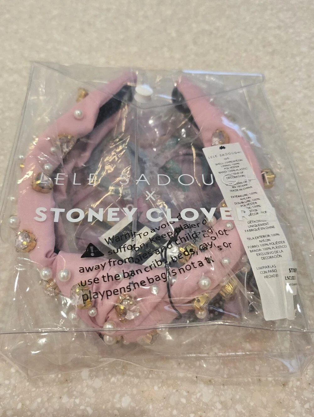 🦩LELE SADOUGHI X Stoney Clover Lane Flamingo Heart Crystal & Pearl Headband SCL